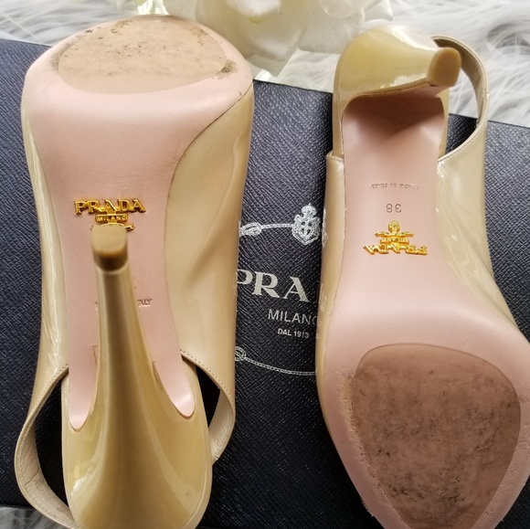 Gorgeous Prada Champagne Peep Toe Heels - Picture 4 of 5